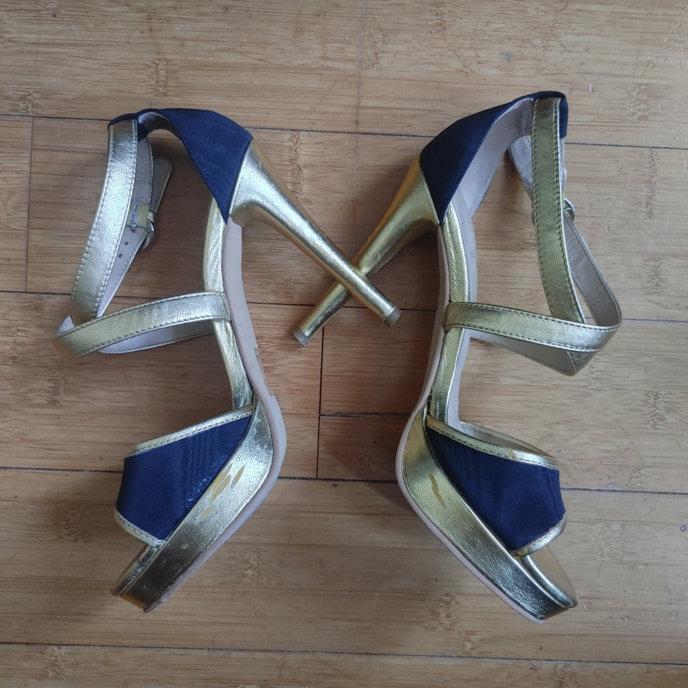 Love Moschino Black And Gold High Heeled Sandals View 4